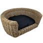 Preview: Rundes Hundebett Rattan - mit Kissen - 87x80x33 cm - Hundebett Korbgeflecht