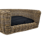 Preview: Rundes Hundebett Rattan - mit Kissen - 87x80x33 cm - Hundebett Korbgeflecht