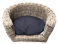 Preview: Rundes Hundebett Rattan - mit Kissen - 87x80x33 cm - Hundebett Korbgeflecht