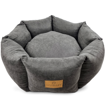 Ökologisches Hundebett - Recyclingmaterial - 62 cm - Anthrazit - Polyester Velours