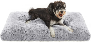 Hundekissen - Hundebett - Langplüsch - Grau - 120x90x28 cm