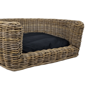 Rundes Hundebett Rattan - mit Kissen - 87x80x33 cm - Hundebett Korbgeflecht