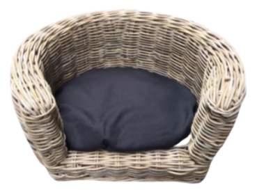 Rundes Hundebett Rattan - mit Kissen - 87x80x33 cm - Hundebett Korbgeflecht