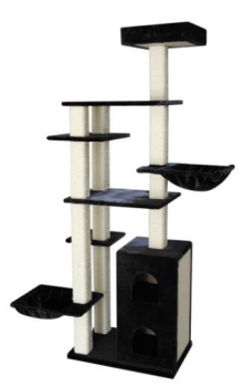 Luxus Kratzbaum - Sisalseil - 140x62x217 cm - Schwarz