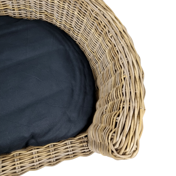 Rundes Hundebett Rattan - mit Kissen - 87x80x33 cm - Hundebett Korbgeflecht