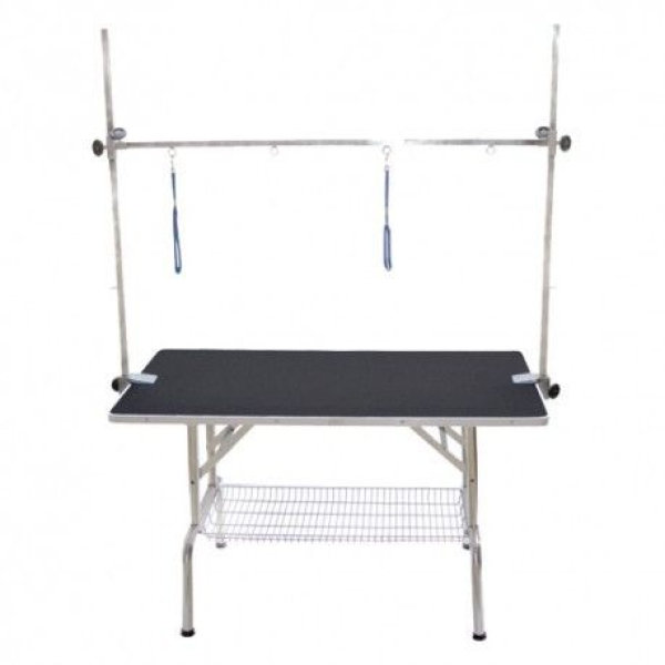 Günstiger Hunde Trimmtisch - Anti-Rutsch - doppelter Trimmarm - 116x61x76 cm - schwarz